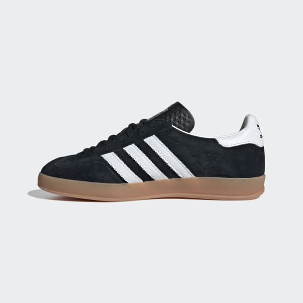 adidas originals gazelle trainers in black with gum sole