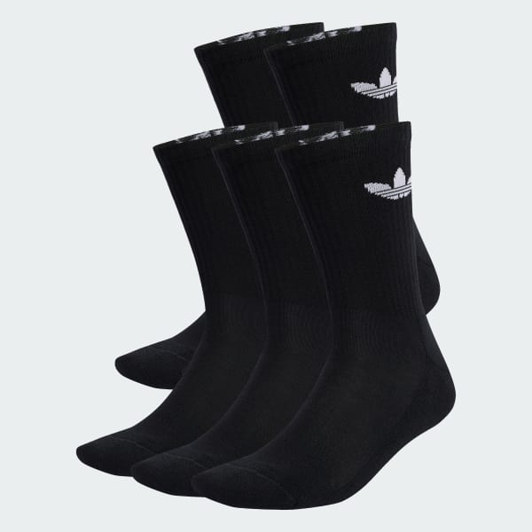 Negro Calcetines Trefoil Cushion Crew 6 Pares