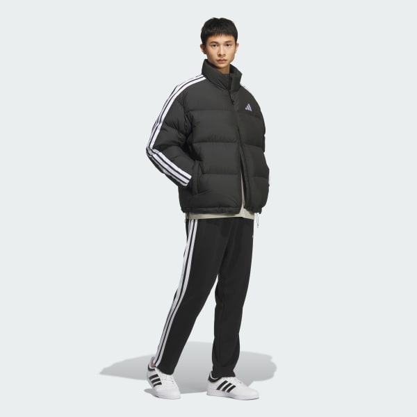 Black 3Stripes 루즈 핏 다운 재킷