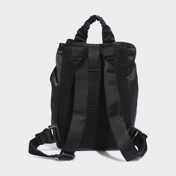 Svart Satin Mini Bucket Backpack