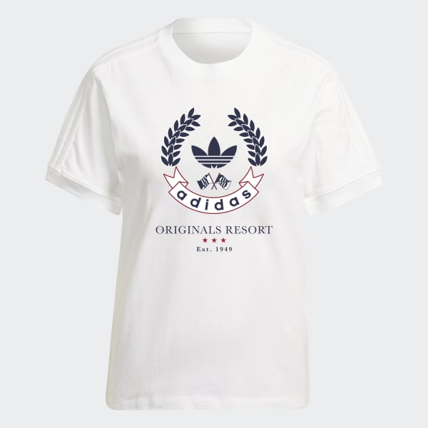 White Tee with Crest Graphic