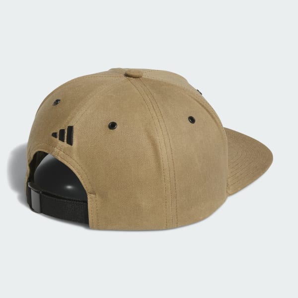 ベージュ 【ゴルフ】ワックスキャンバス フラットビル キャップ