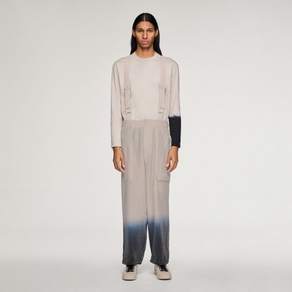 Beige Y-3 CRINKLE VISCOSE SUSPENDER PANTS