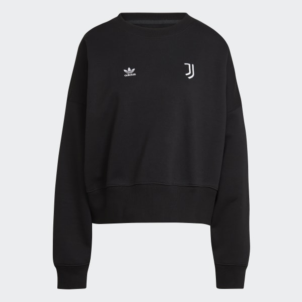 Black Juventus Essentials Trefoil Crewneck Sweatshirt