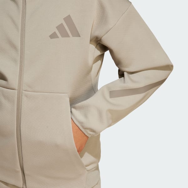 adidas Z.N.E. Full-Zip Hooded Track Jacket - Beige | Free