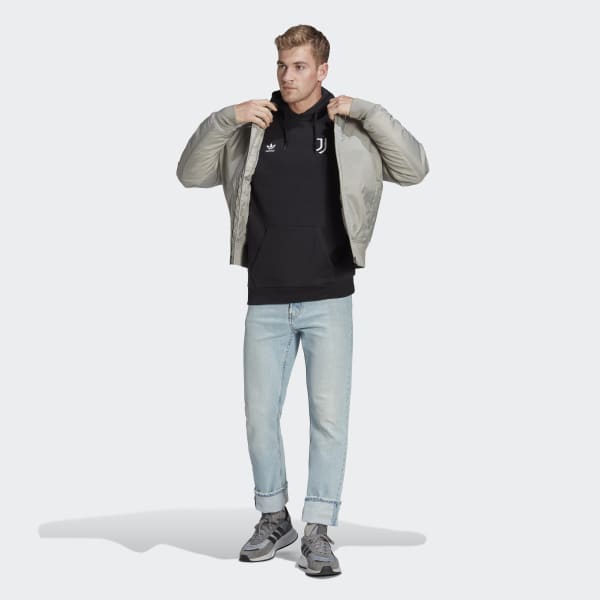 Sort Juventus Essentials Trefoil hættetrøje