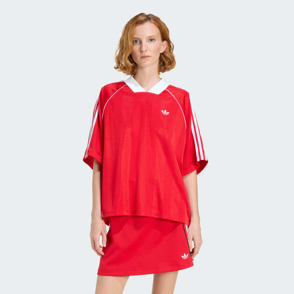 สีแดง เสื้อยืด 3 STRIPES JAQUARD