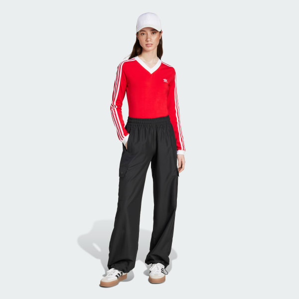 Red V-Neck Long Sleeve Shirt