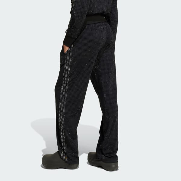 Negro Pantalón Deportivo Atlanta Rhinestone Estampado