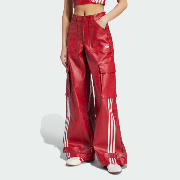 adidas Adilenium Season 3 Vintage Faux Leather Pants - Red