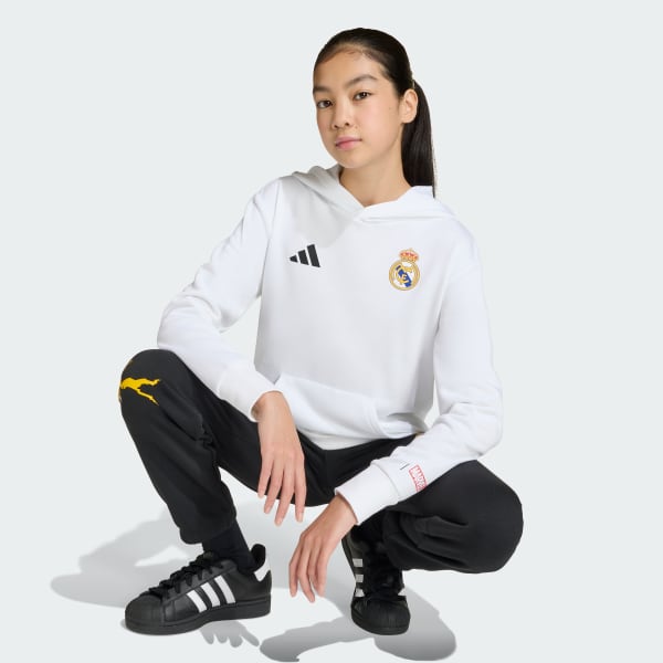 Hvit adidas Real Madrid Avengers Hettegenser
