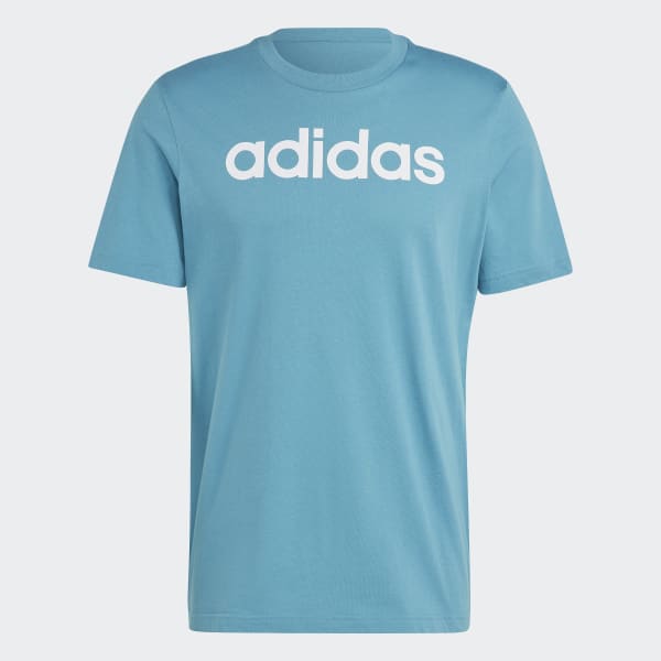 Turquoise Essentials Single Jersey Linear Embroidered Logo Tee