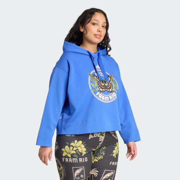 Azul Moletom com capuz adidas x FARM (Plus Size)