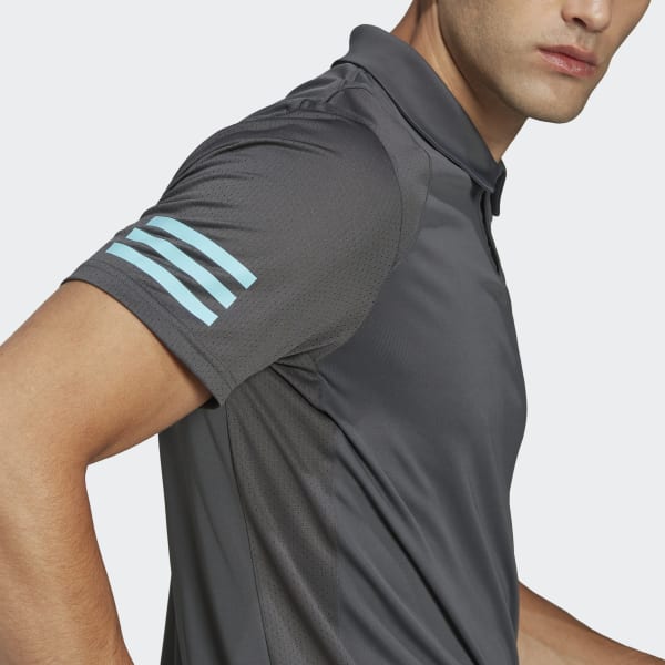 Grey Club Tennis 3-Stripes Polo Shirt