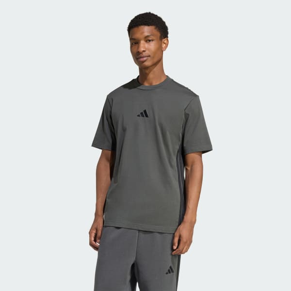 Grey Essentials 3-Stripes Single Jersey Tee