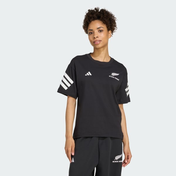 Zwart Black Ferns 3-Stripes T-shirt