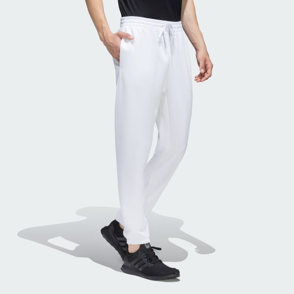 White Small Logo Cuffed Hem Pants