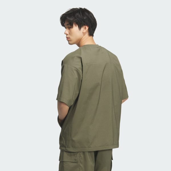 グリーン シティテック ルーズフィット ドットエア ブリーザブル ウーブン半袖Tシャツ