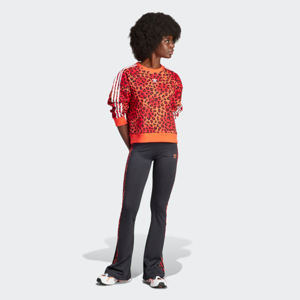 Naranja Polera adidas Originals Leopard Luxe Trifolio Cuello Redondo