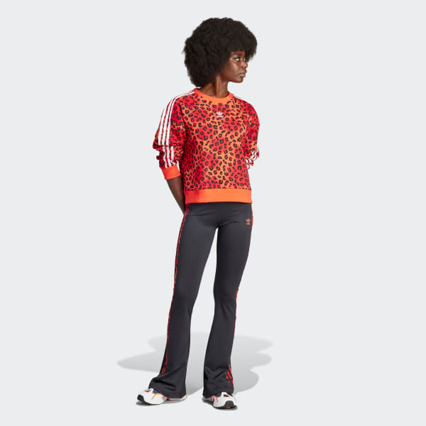Red adidas Originals Leopard Luxe Trefoil Crew Sweatshirt