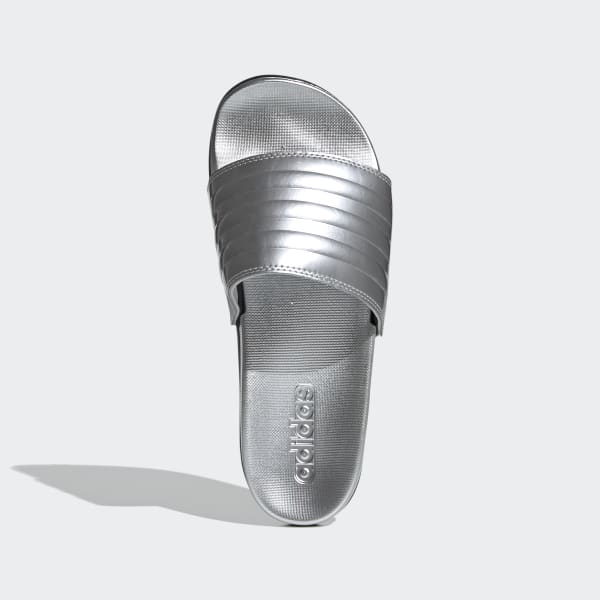 Silver Adilette Comfort Slides