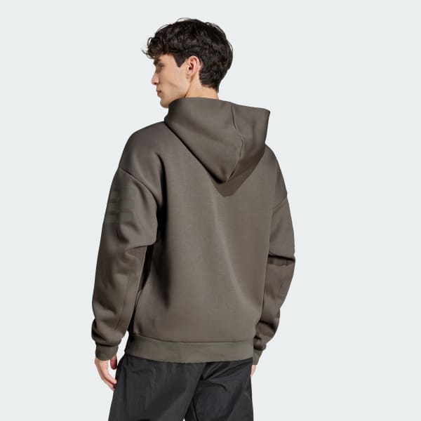 Bej Future Icons 3-Stripes Full-Zip Kapüşonlu Üst