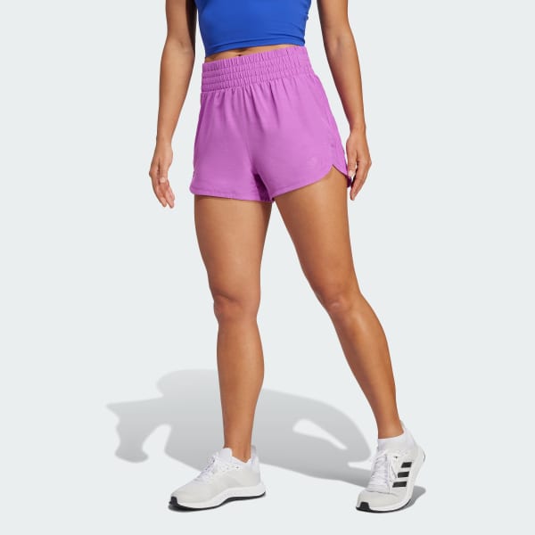Adidas Women s Pacer Training 3 Stripes Woven High Rise 5 Shorts XS Purple Burst