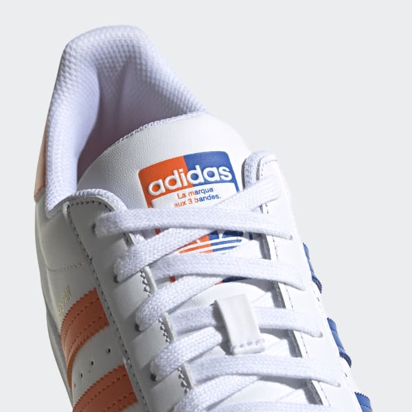 Adidas superstar white blue gold Clearance