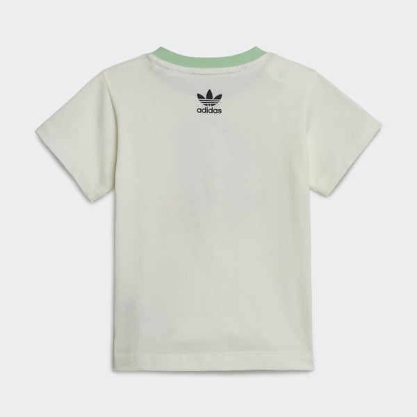 Branco Conjunto de T-shirt e Calções
