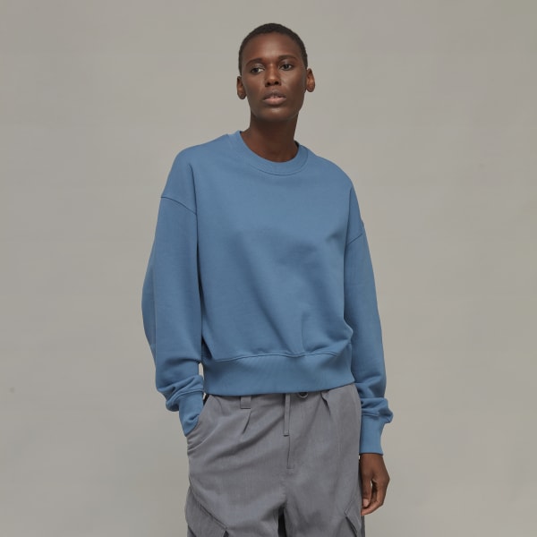 Blau Y-3 Organic Cotton Terry Boxy Sweatshirt