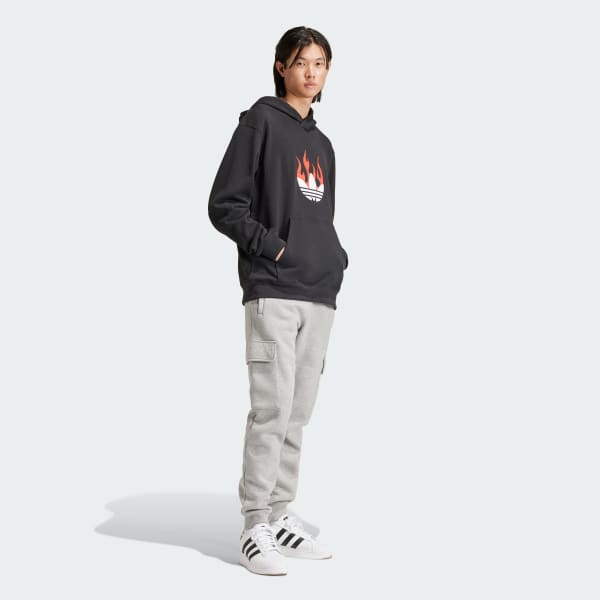 Negro Sudadera con Gorro Flames Logo
