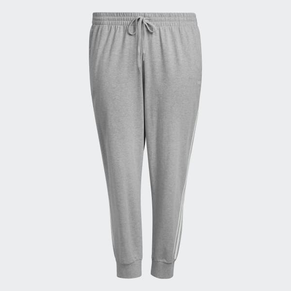 Grey Essentials 3-Stripes Joggers (Plus Size)