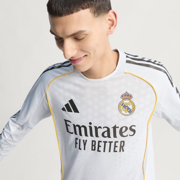 adidas Real Madrid 25/26 Long Sleeve Home Authentic Jersey - White