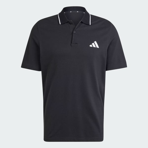 Black Essentials Small Logo Piqué Polo Shirt