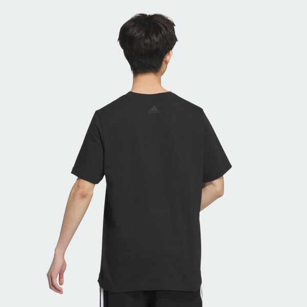 Black Small Linear Logo Pocket Tee