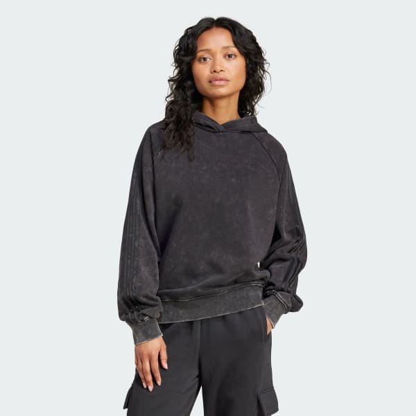 Washed out black hoodie top