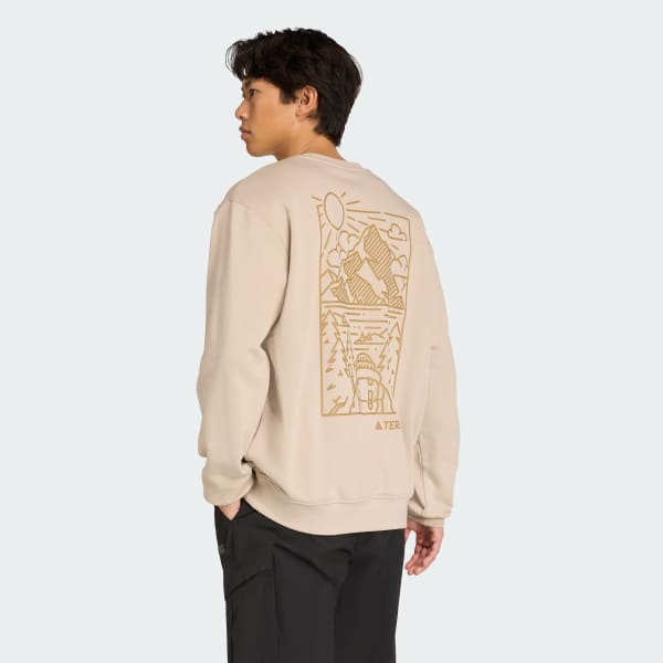 Beige Polerón Terrex Estampado Cuello Redondo