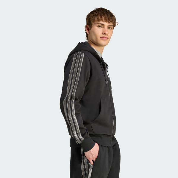 Black Holiday 3-Stripes Full-Zip Hoodie