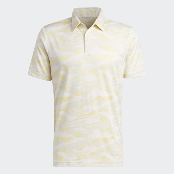 White Horizon-Print Golf Polo Shirt