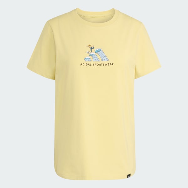 Yellow Codes Doodle Surf Graphic T-Shirt