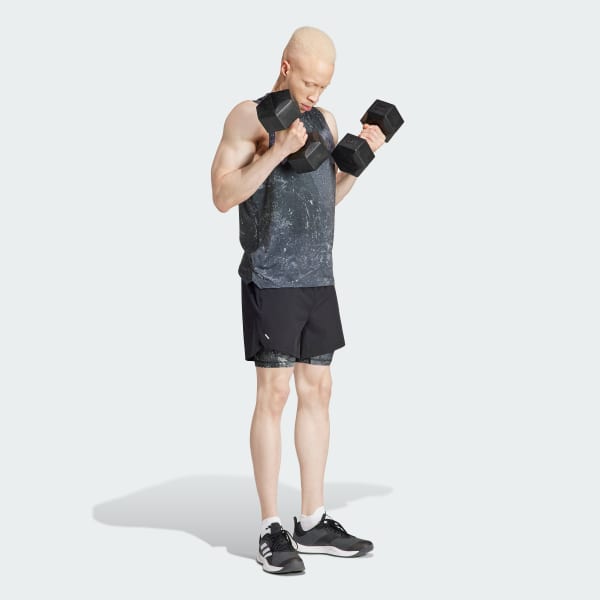 สีดำ กางเกงขาสั้นทูอินวัน Power Workout