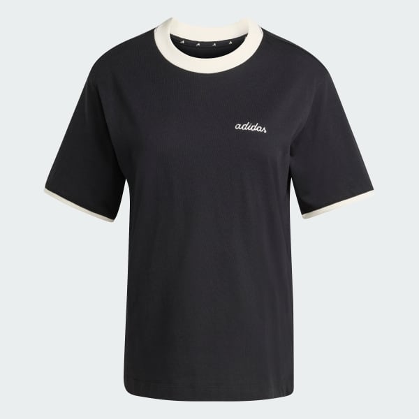 Black Seasonal Essentials Colorpop T-Shirt with Embroidered Graphic