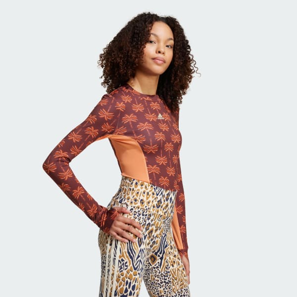 Laranja Body Manga Longa Leotard adidas x FARM Rio