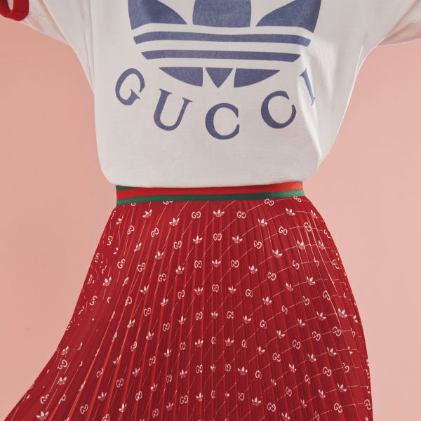 Red adidas x Gucci Satin Pleated Skirt BUI06