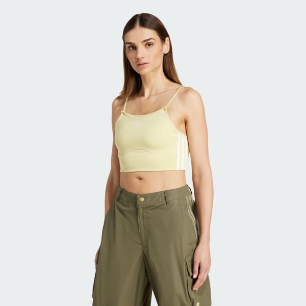Mau-vang Áo Bra Top 3 Sọc Adicolor