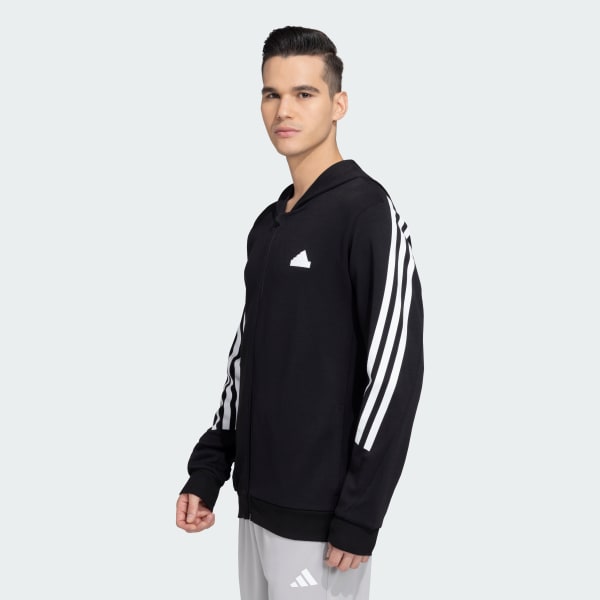 Black FUTURE ICONS 3 STRIPES FULLZIP HOODIE