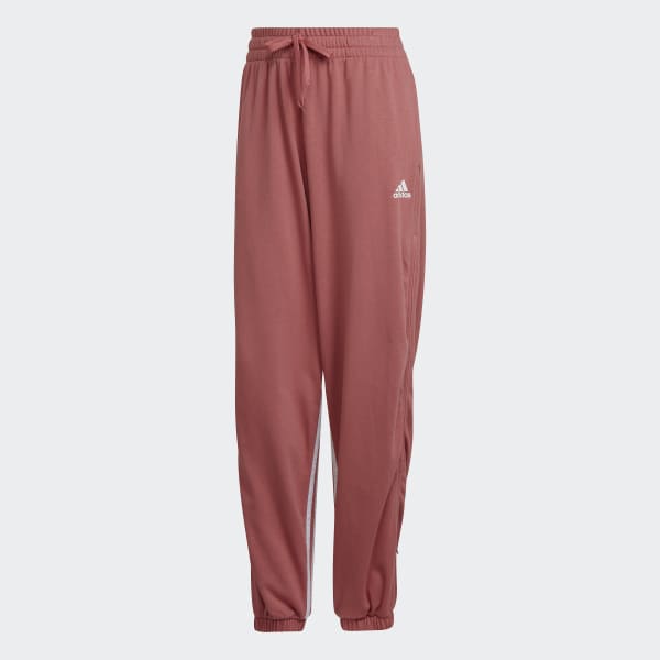 Rouge Pantalon sportswear oversize à 3 bandes avec zips latéraux et chevilles resserrées Hyperglam