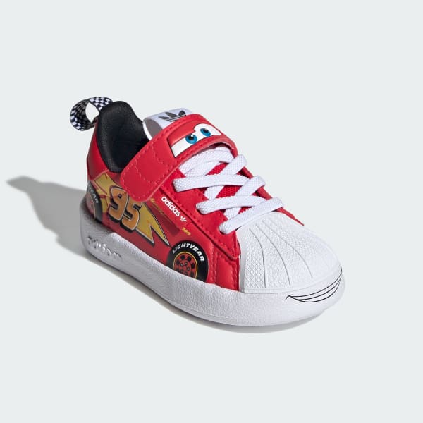 Red Adidas Pixar Cars Adifom Superstar 360 키즈 신발