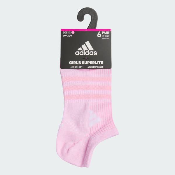 Pink Superlite 3.0 6-Pack No-Show Socks Kids