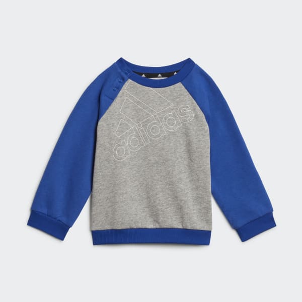 Grey adidas Essentials Logo Sweatshirt and Pants (Gender Neutral)